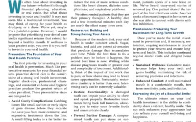 Rethinking Oral Health as an Investment