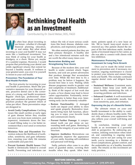 Rethinking Oral Health as an Investment