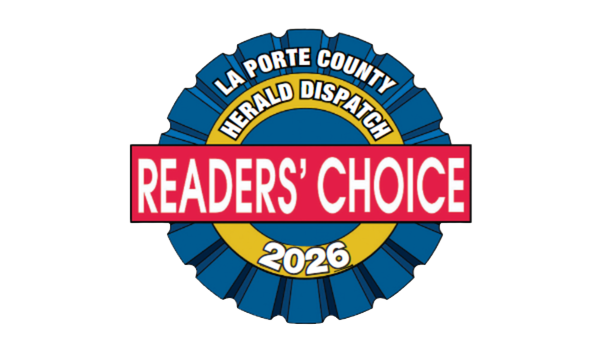 ReadersChoice2026 La Porte County Herald-Dispatch Readers' Choice 2026 badge with a blue rosette and red banner reading 'READERS' CHOICE'.
